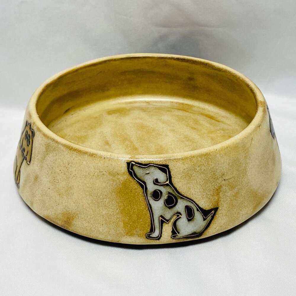 Mara Of Mexico Ceramic Stoneware Dog Bowl 16oz With Playful Dog Illustrations
